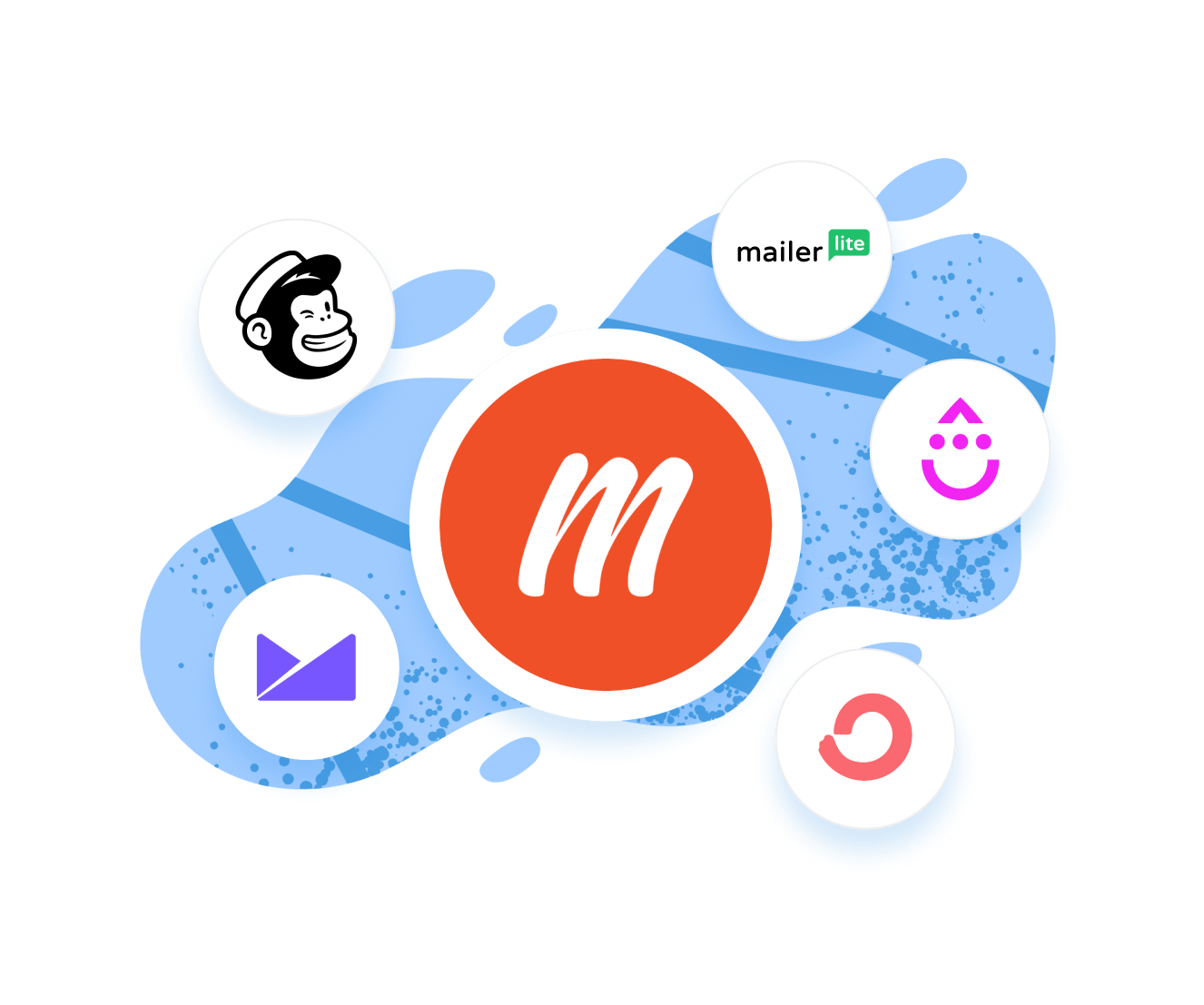 Memberful logo surrounded by email service provider logos