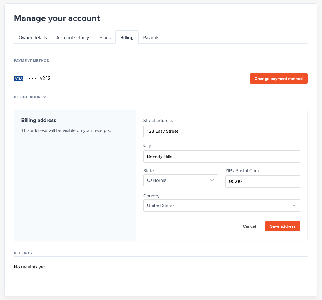 billing address form