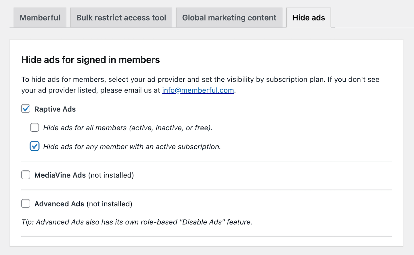 Hide ads for signed in members