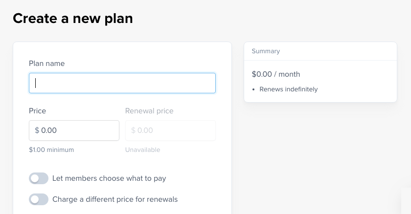 Create a plan for your WordPress membership site.