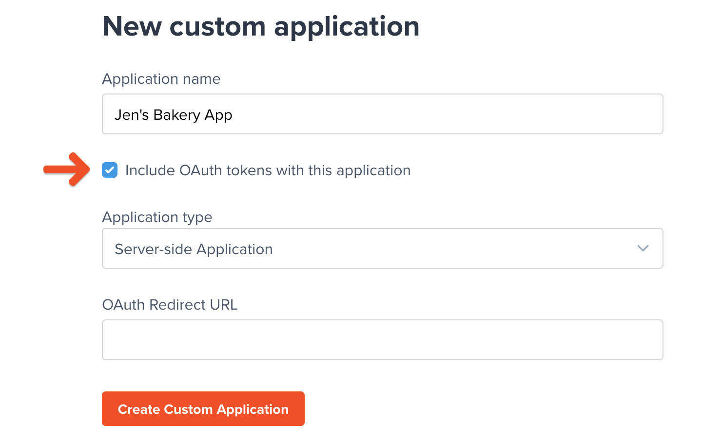 Include OAuth tokens with this application