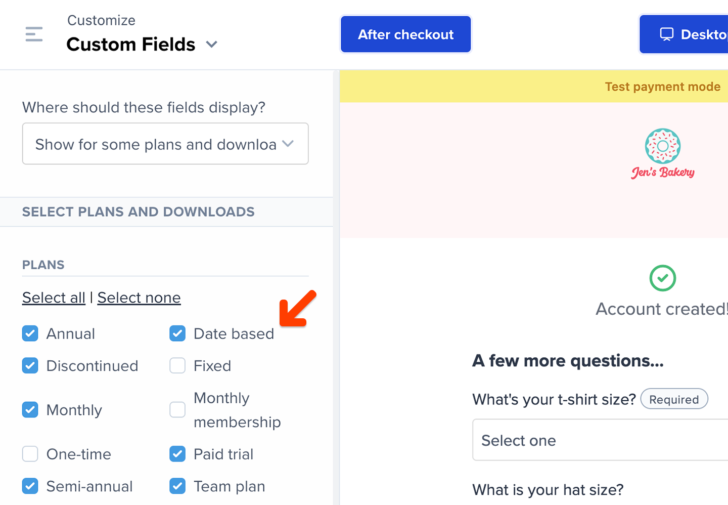 Custom fields on select Plans and Downloads