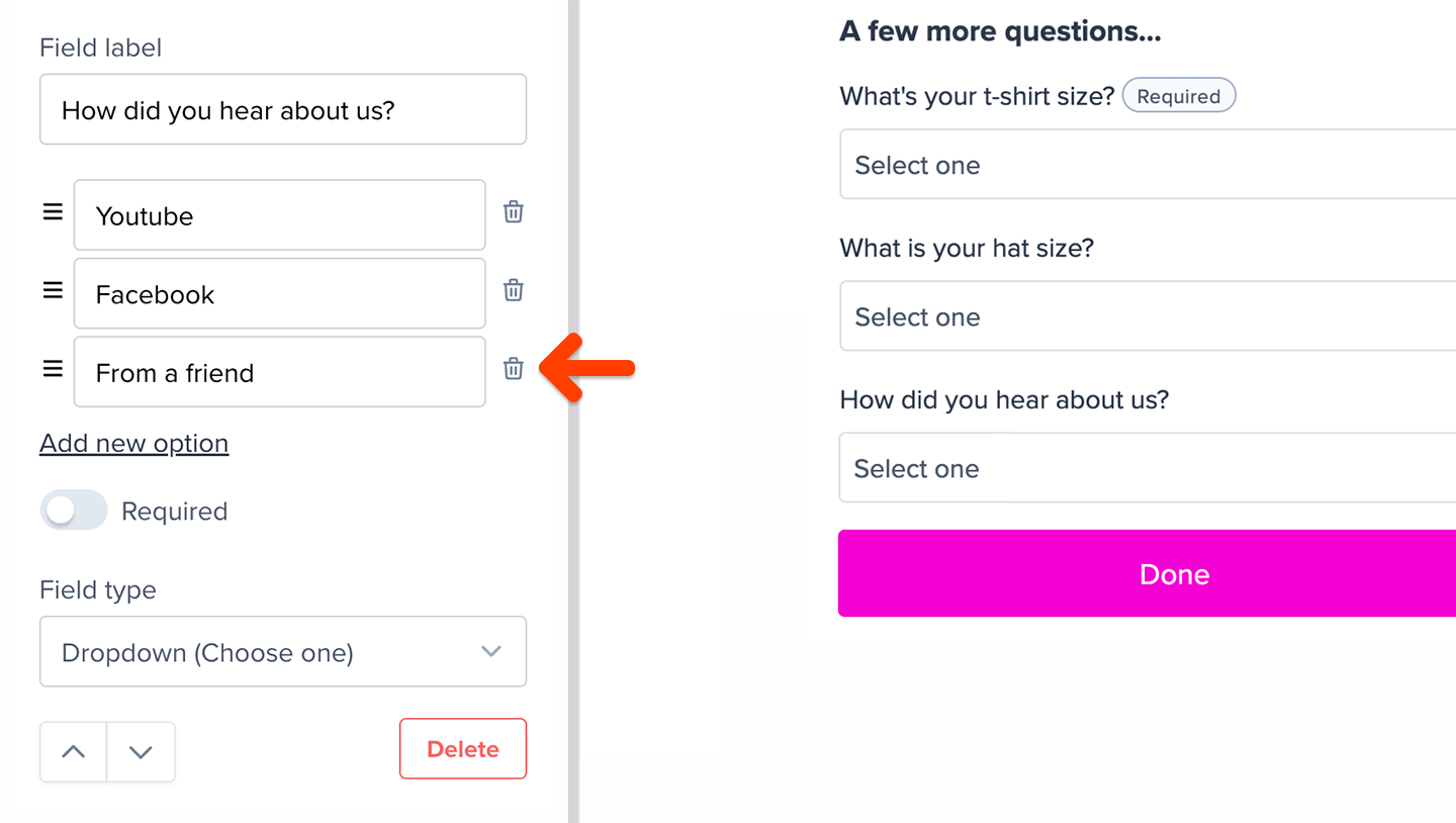 Remove option
