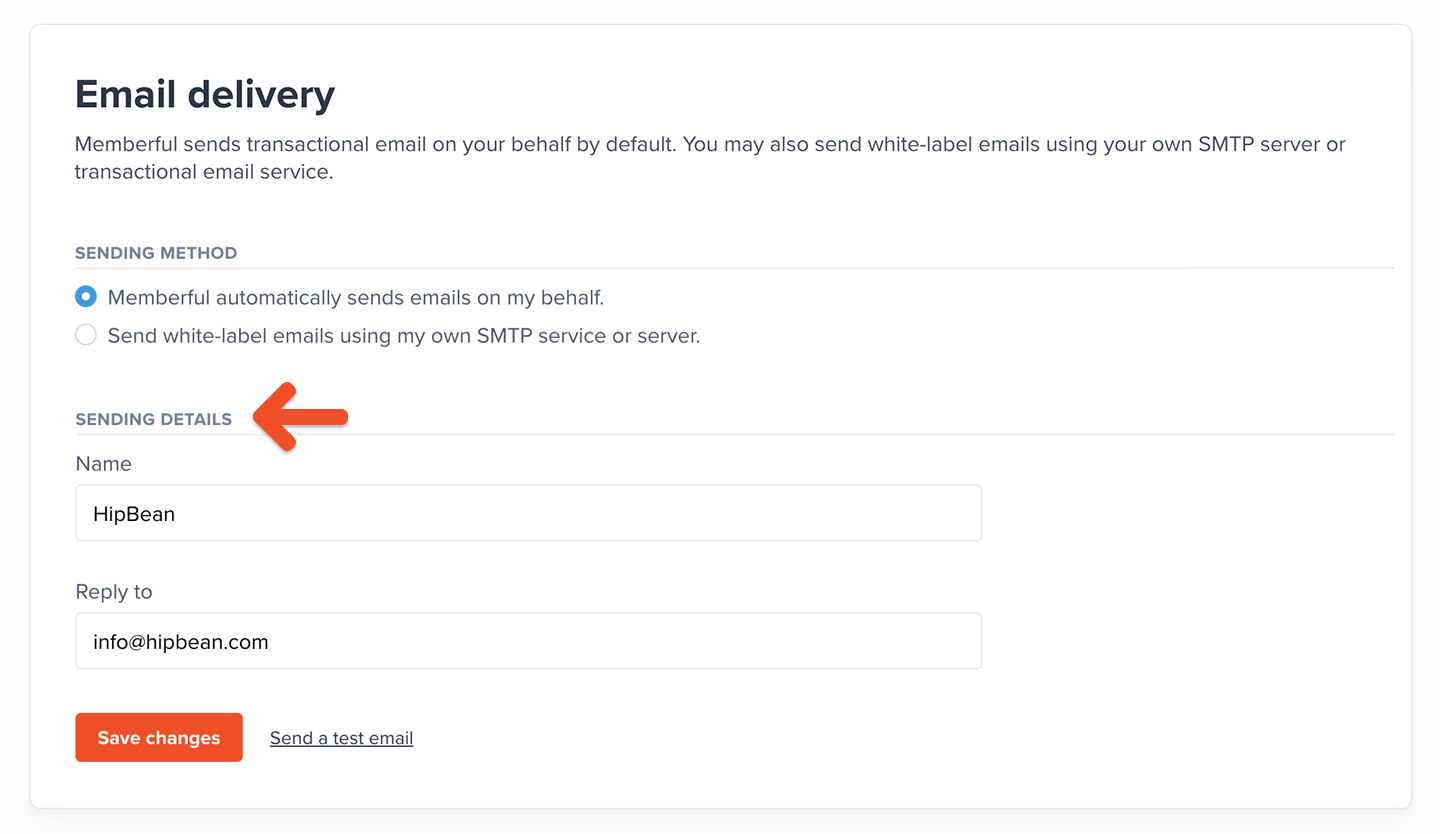 Sending details