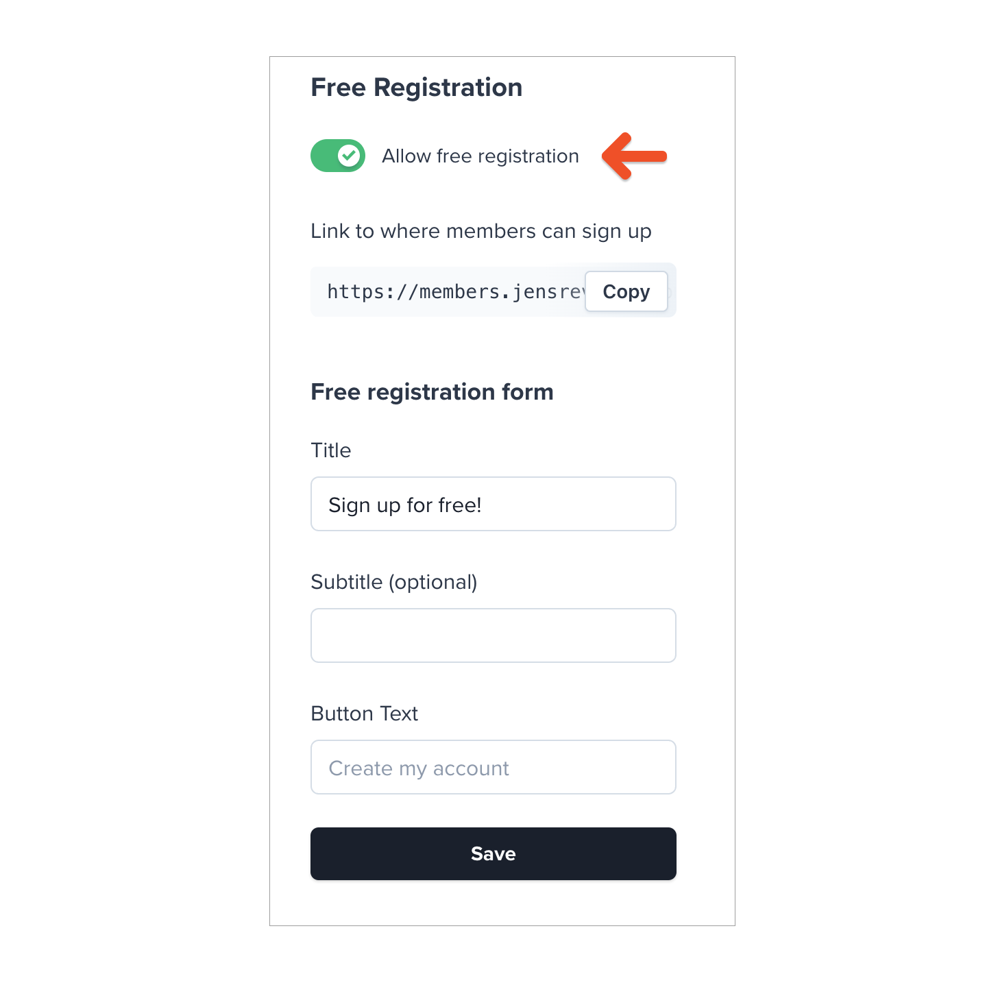 Free registration toggle