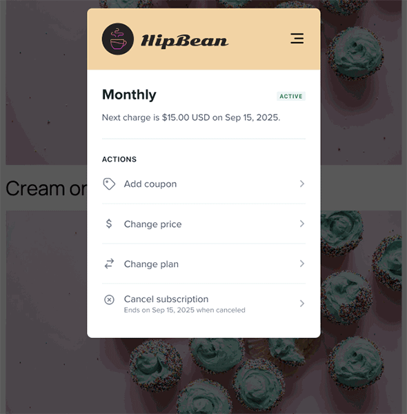Apply coupon to existing subscription