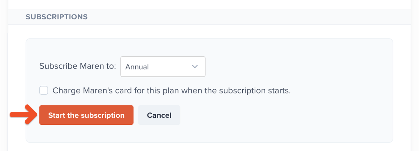 Start the subscription plan]