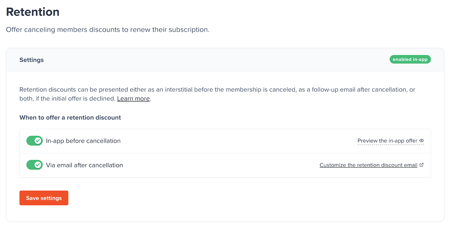 Enable retention discounts