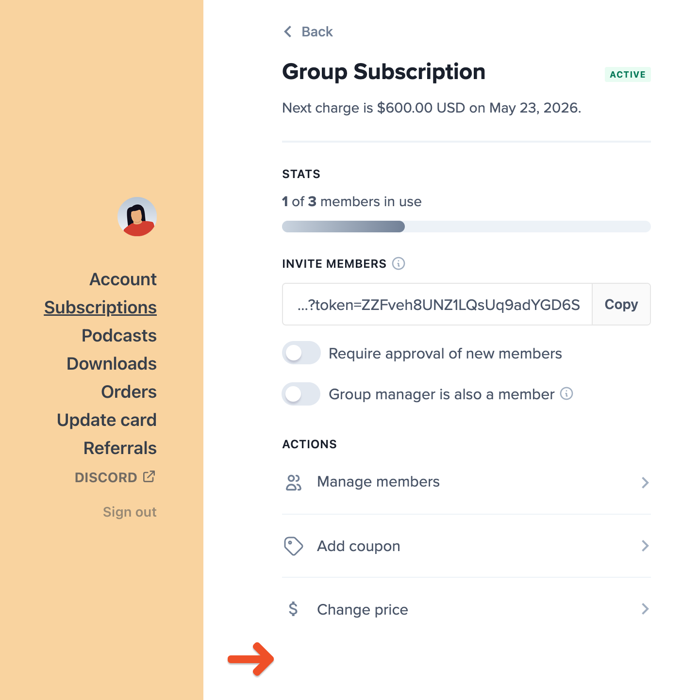 Group plan auto-renew external payment off