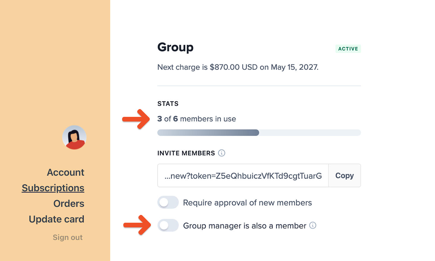 Group manager is also a member toggled off