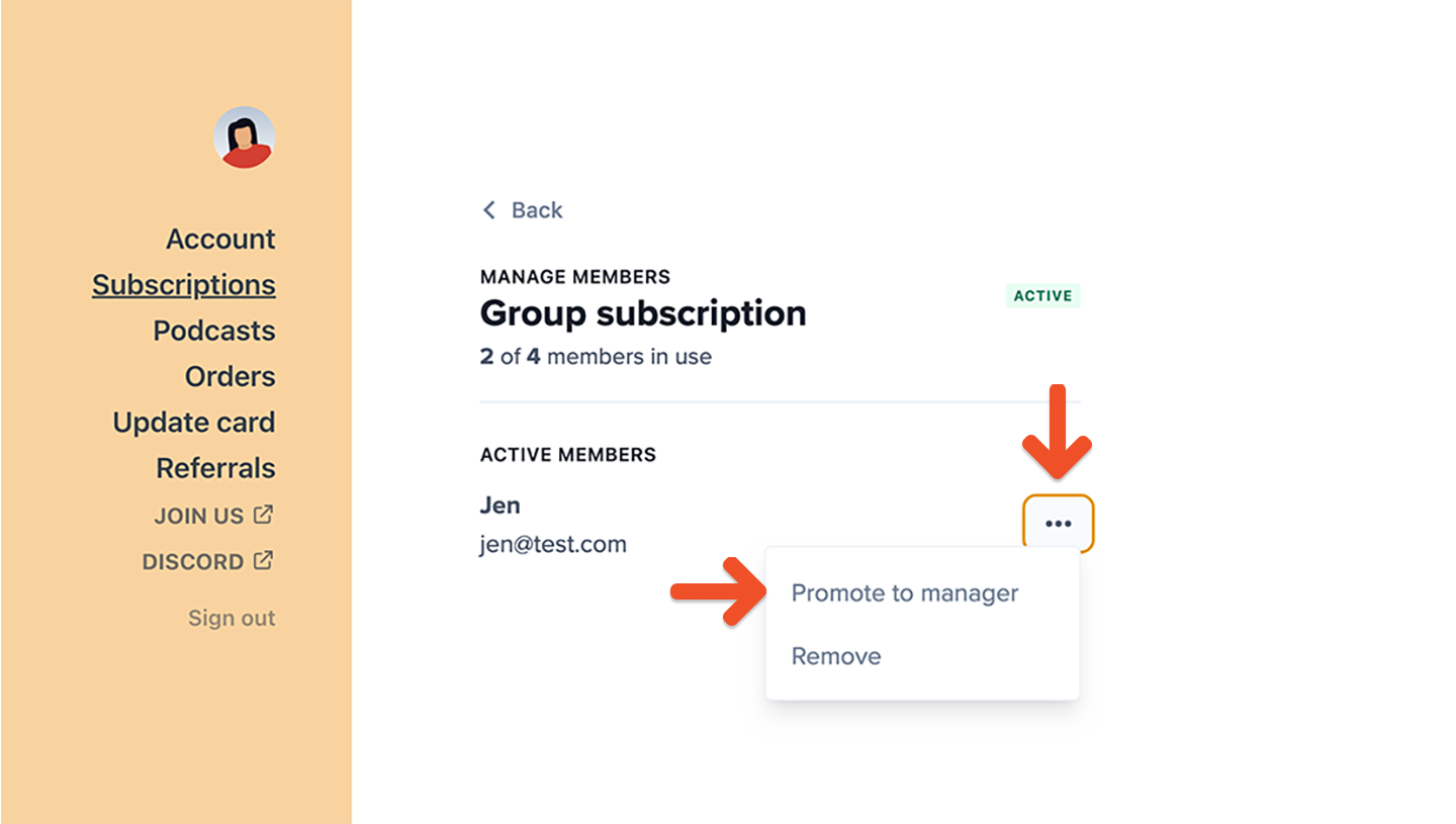 Group manager dropdown