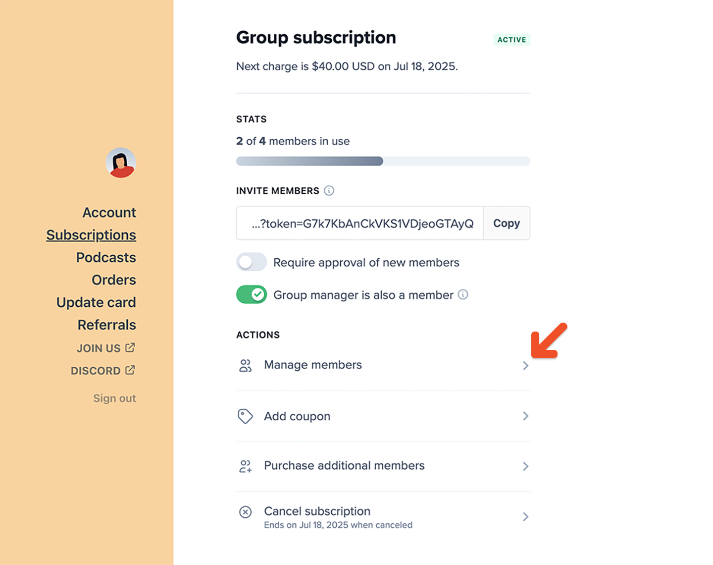 Group manager manage member