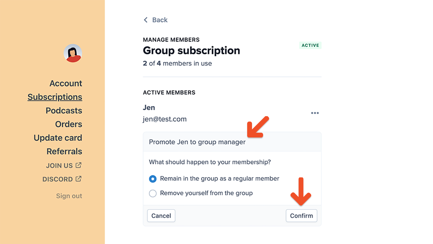 Group manager promotes member