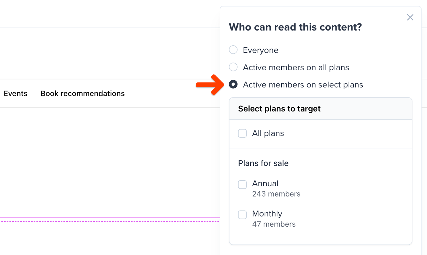 Block audience — select plans