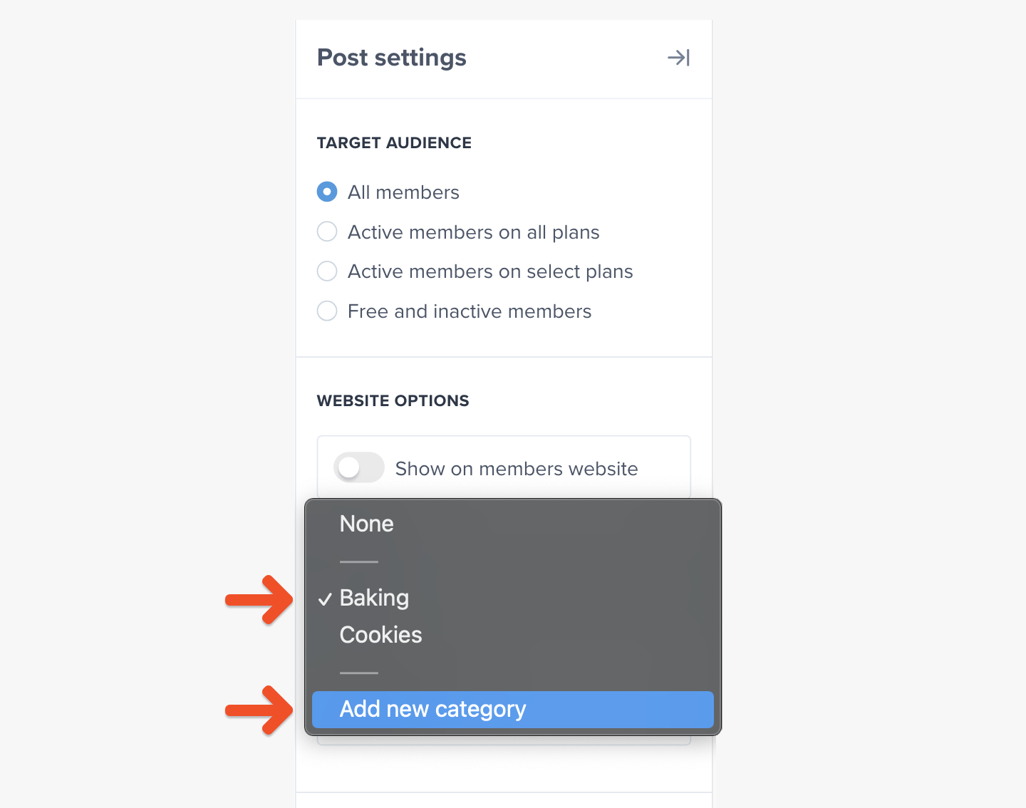 Access categories from post
