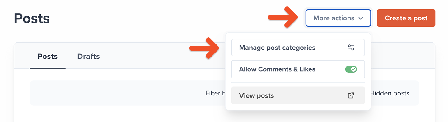 Manage post categories