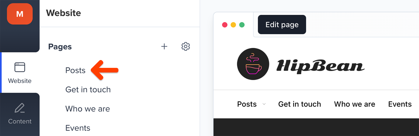 Default Posts feed page