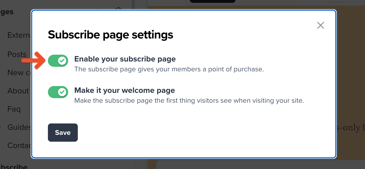 Enable subscribe page