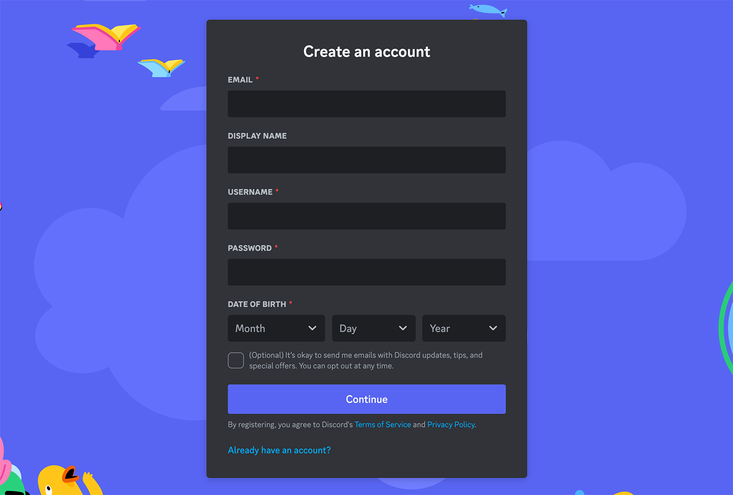 Create an account 1