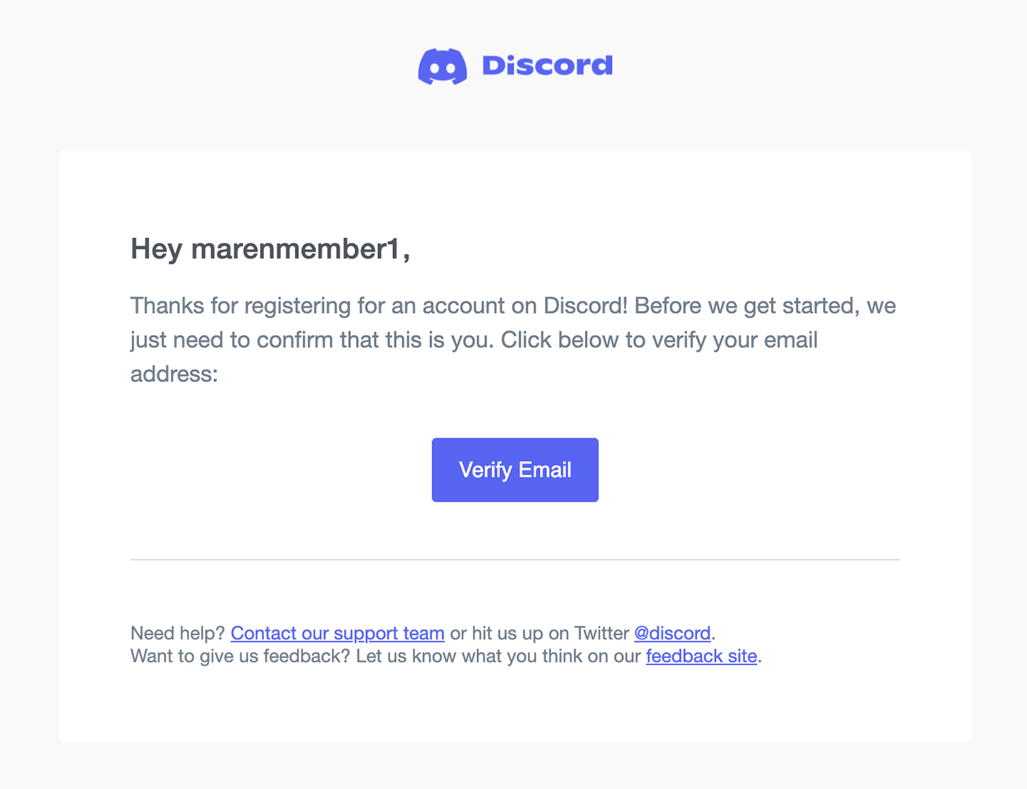 Discord verification email