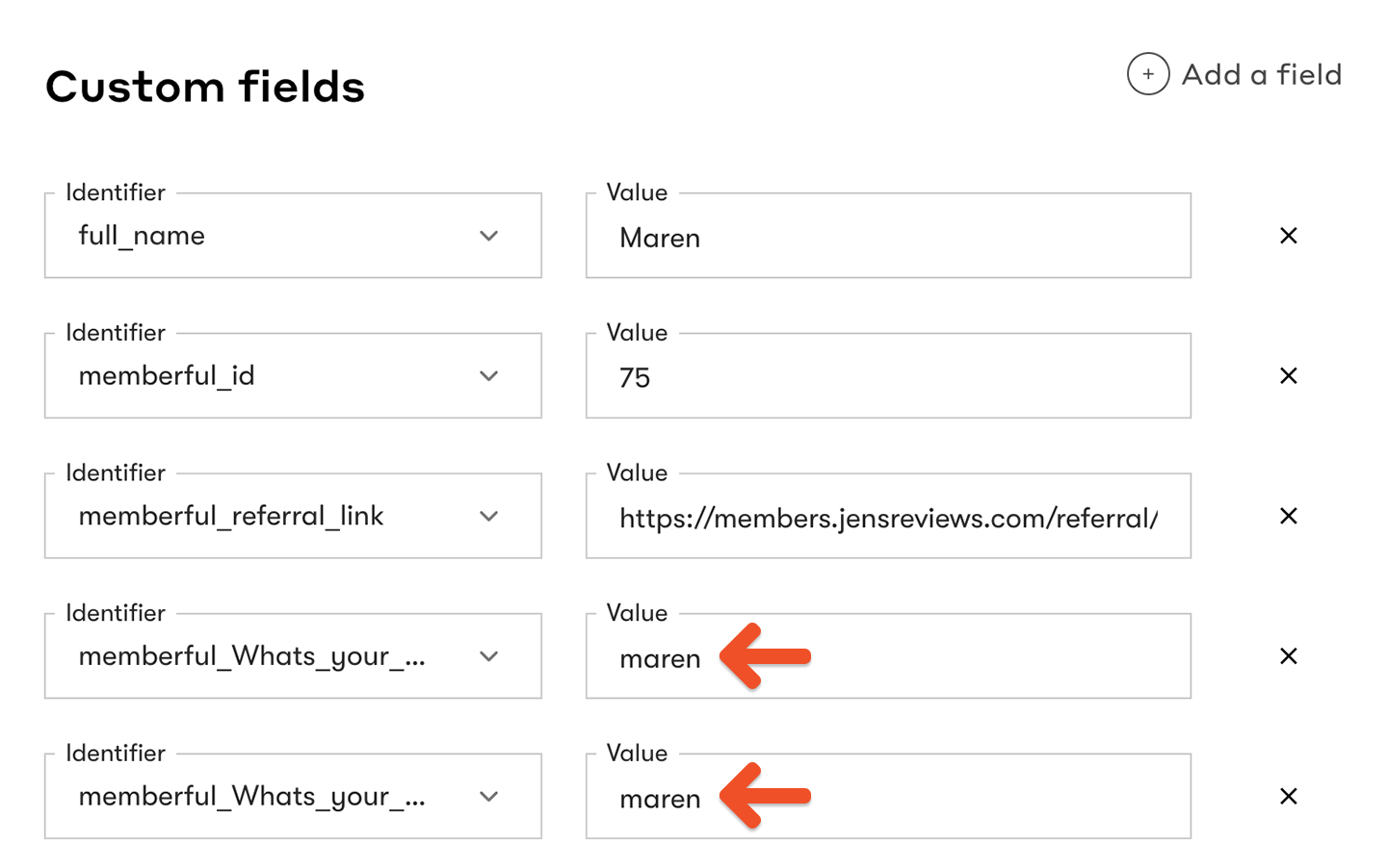 Free-form answers show up as Drip custom fields