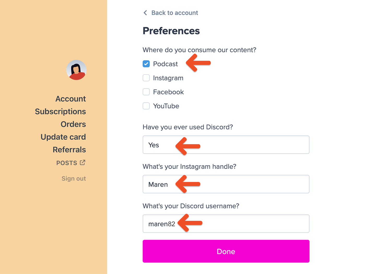 Kit member custom fields