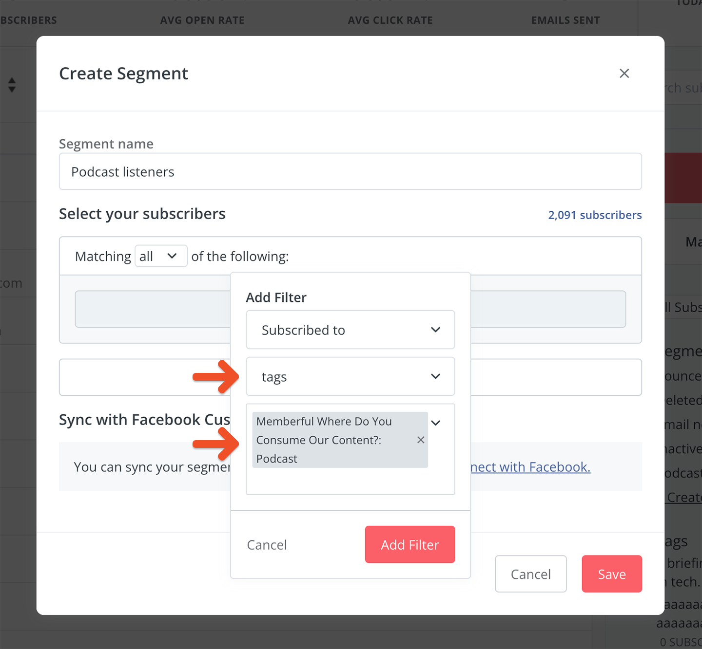 Segment with custom fields on Kit