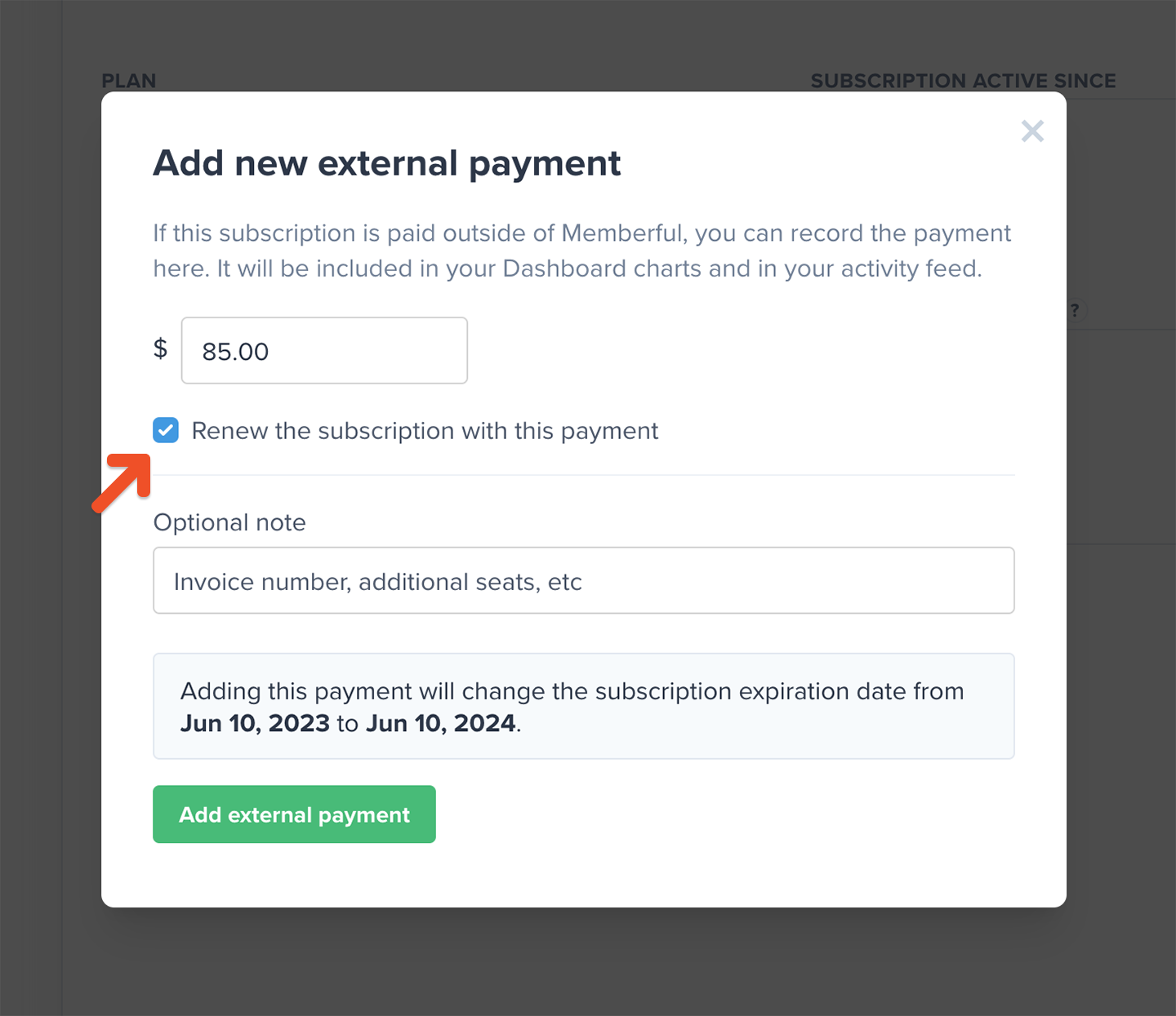 Renew with payment