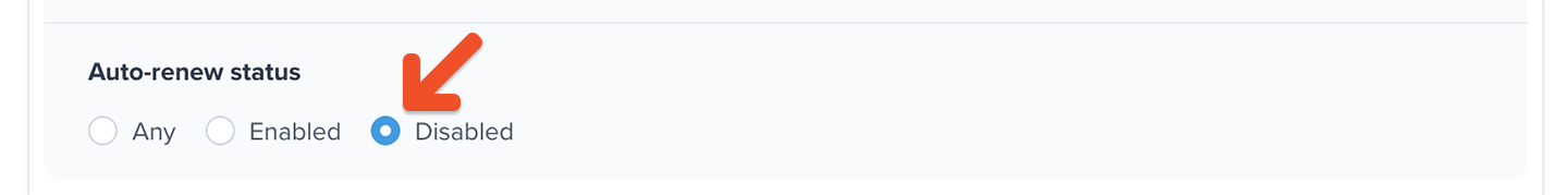 Auto-renew status filter