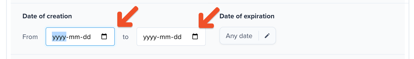 Date of creation filter
