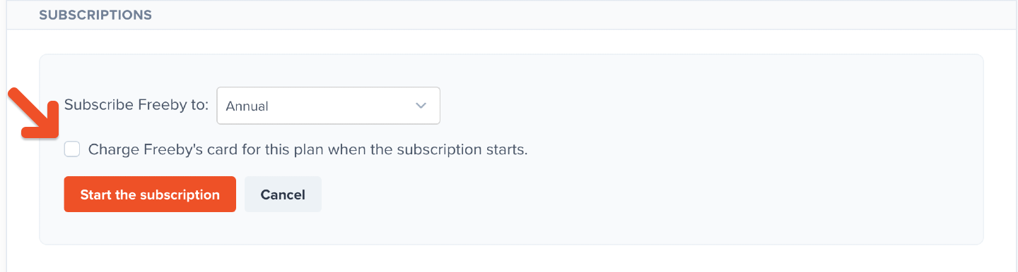 Add a new subscription without charging credit card