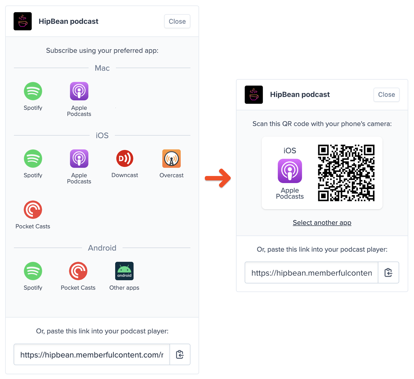 Subscribing to a podcast on a desktop