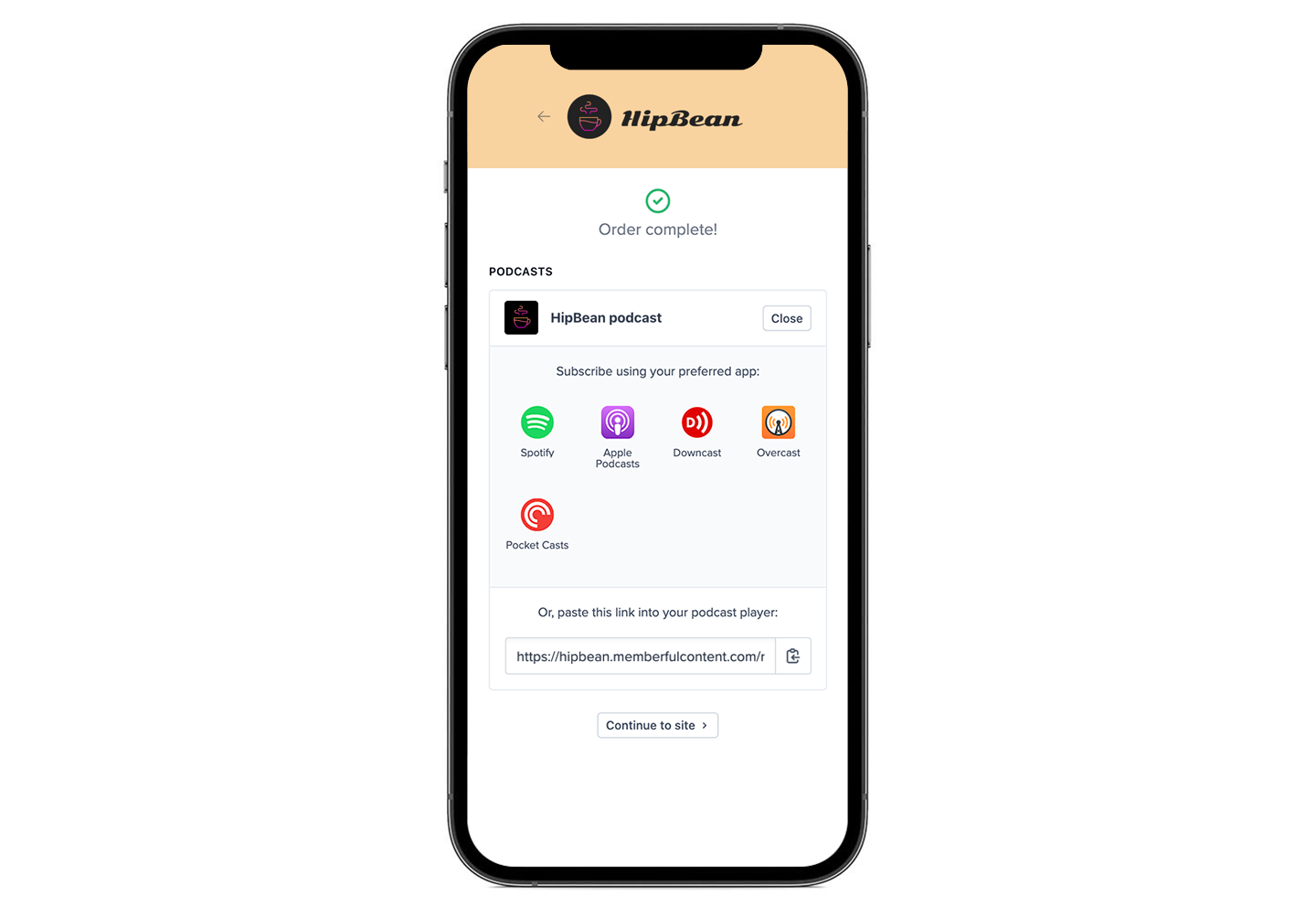 Subscribing to a podcast on iOS