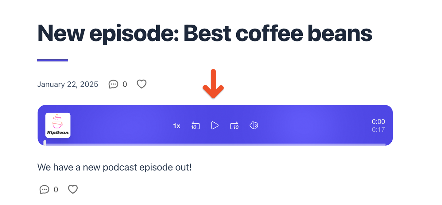 Play podcast episode in post