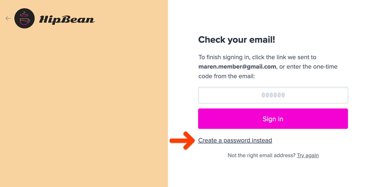 Create a password instead