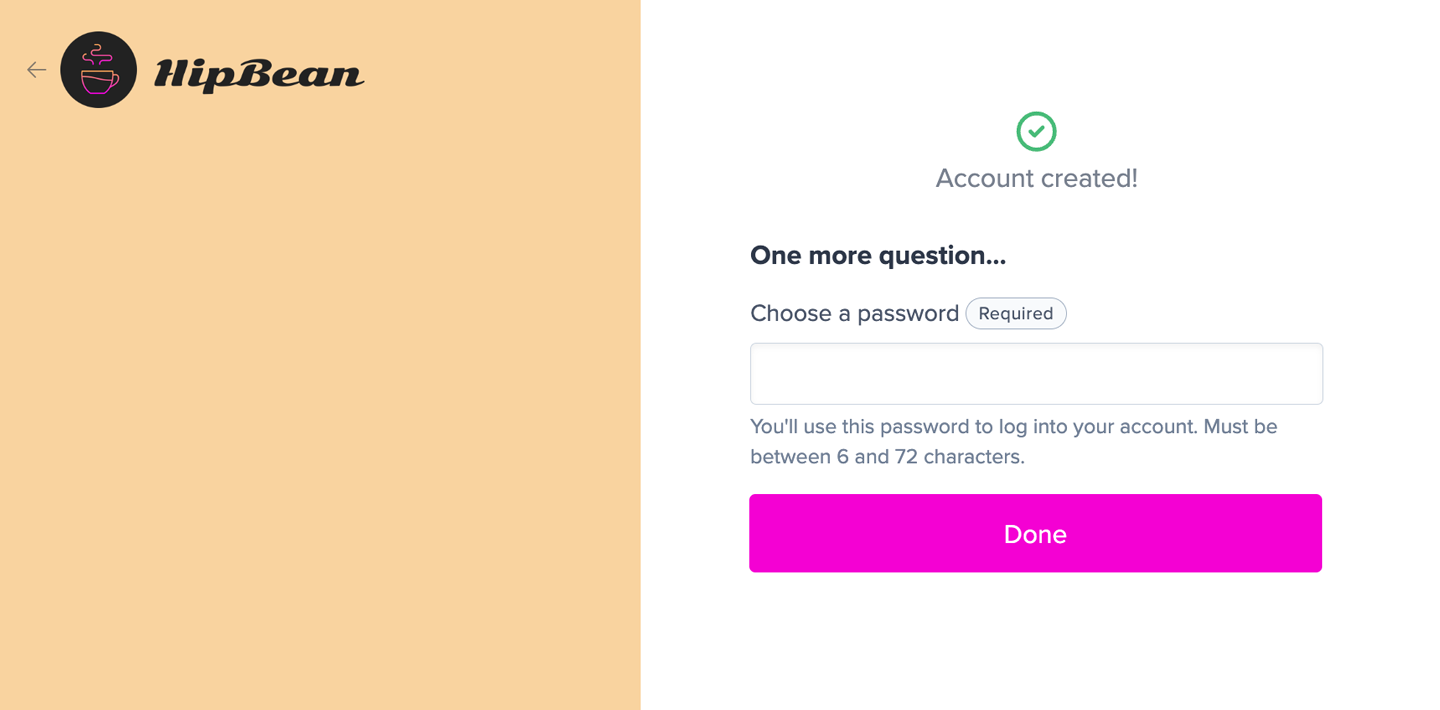 Create password during sign-up