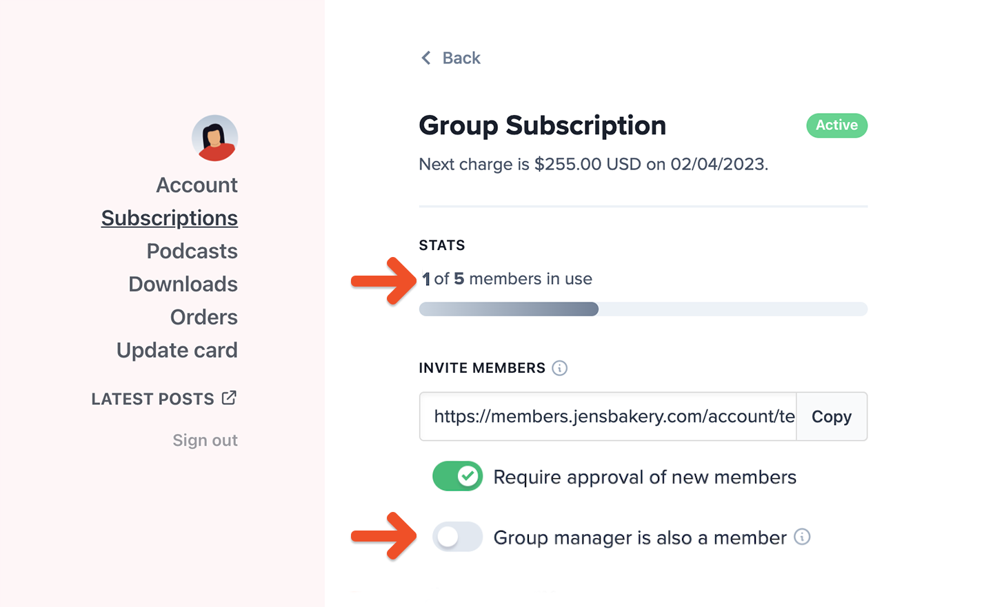 Group manager is also a member toggled off