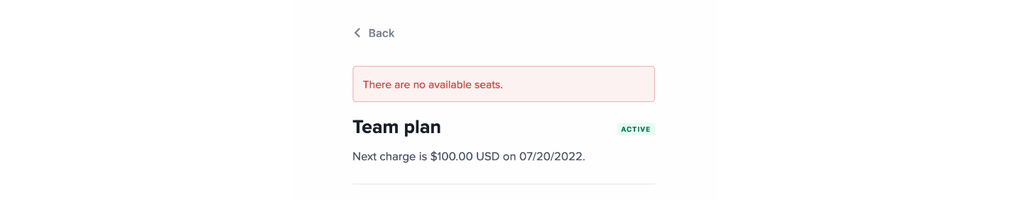 No available seats error message