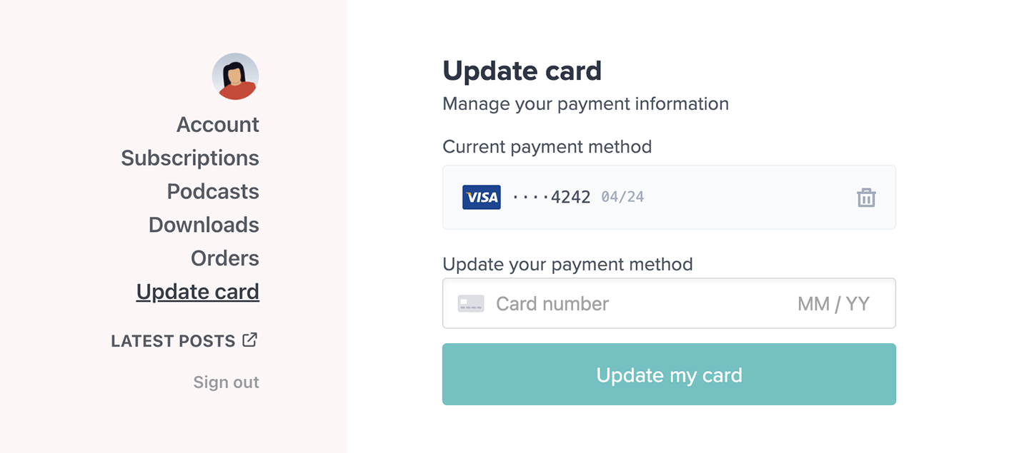 Update credit card