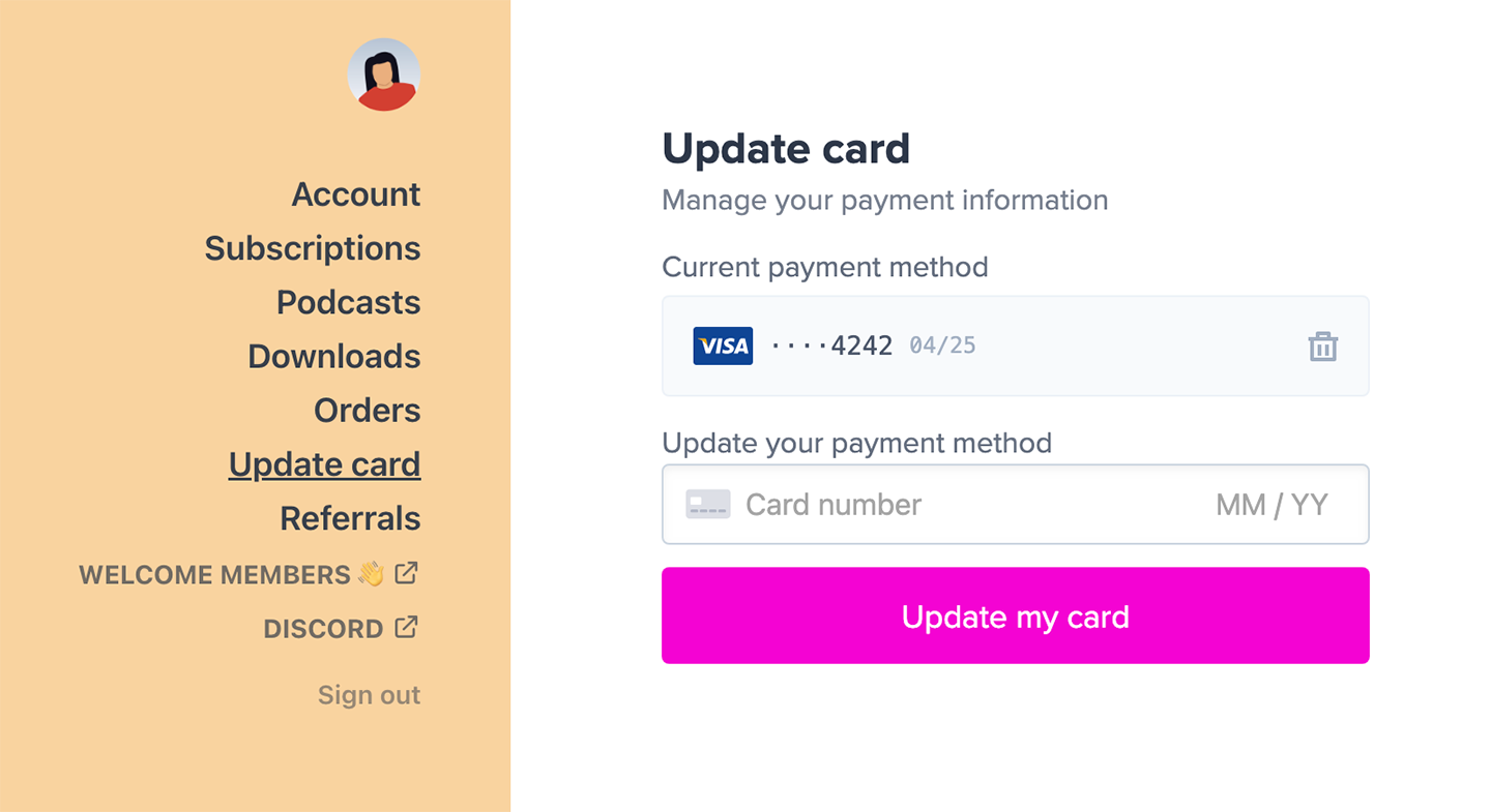 Update credit card