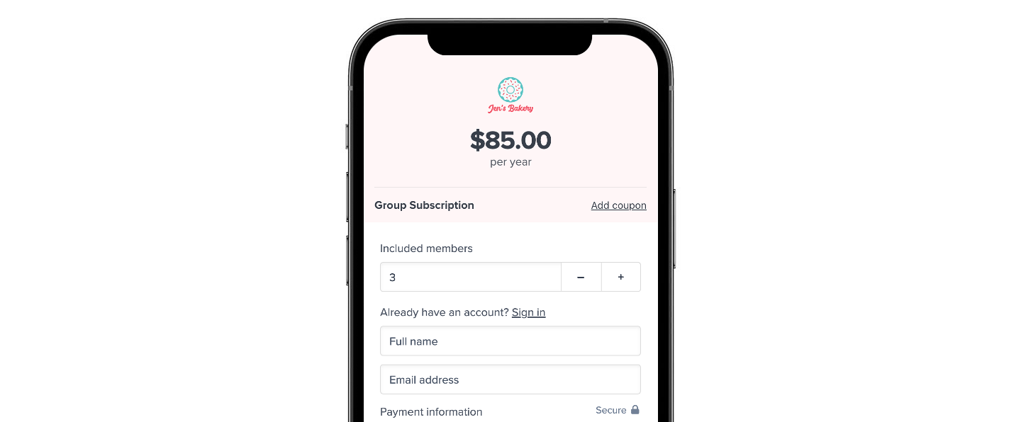 Group subscription checkout