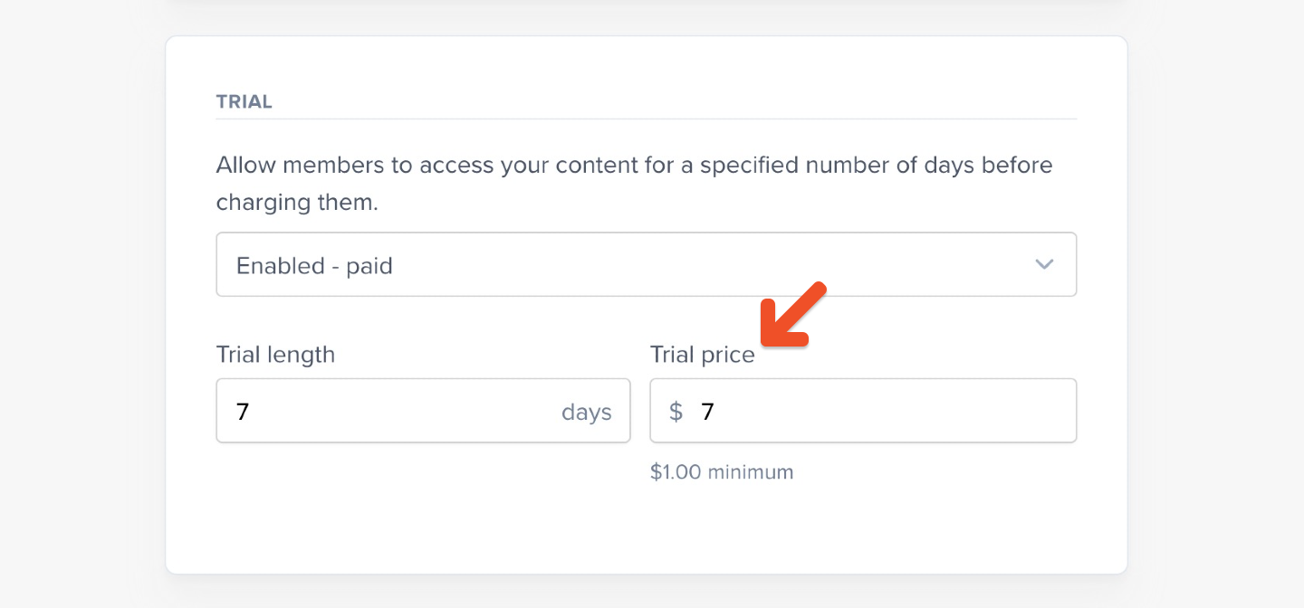 Enable the paid trial setting