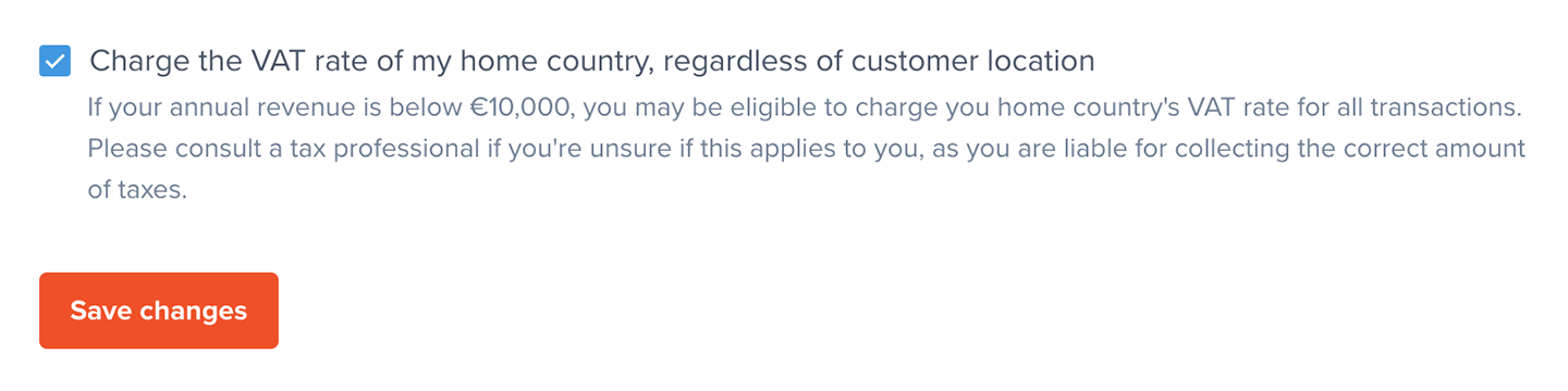 Charge home VAT rate