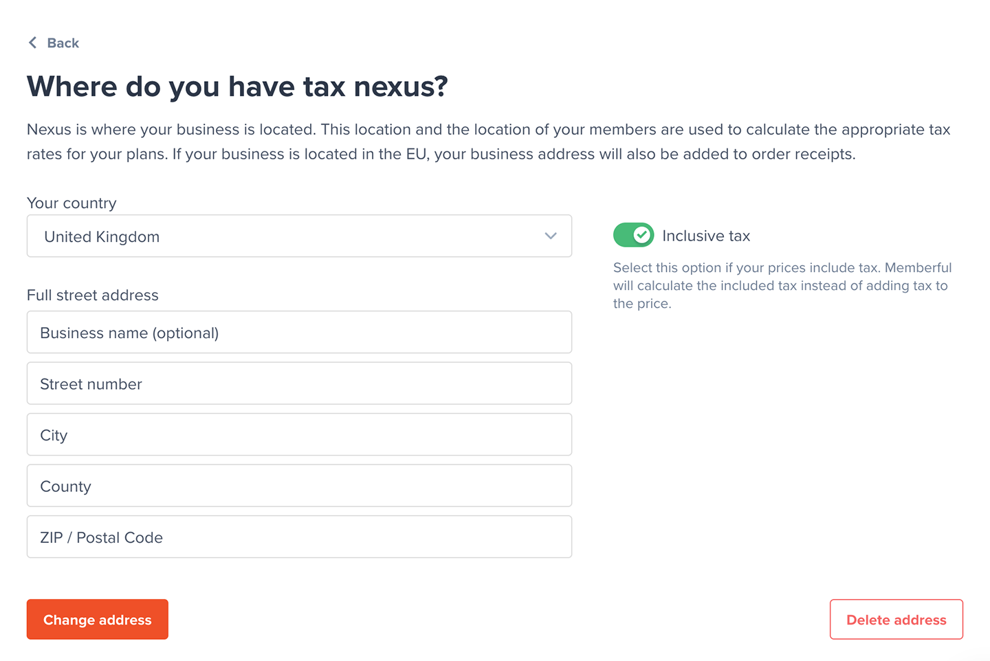Tax-included setting