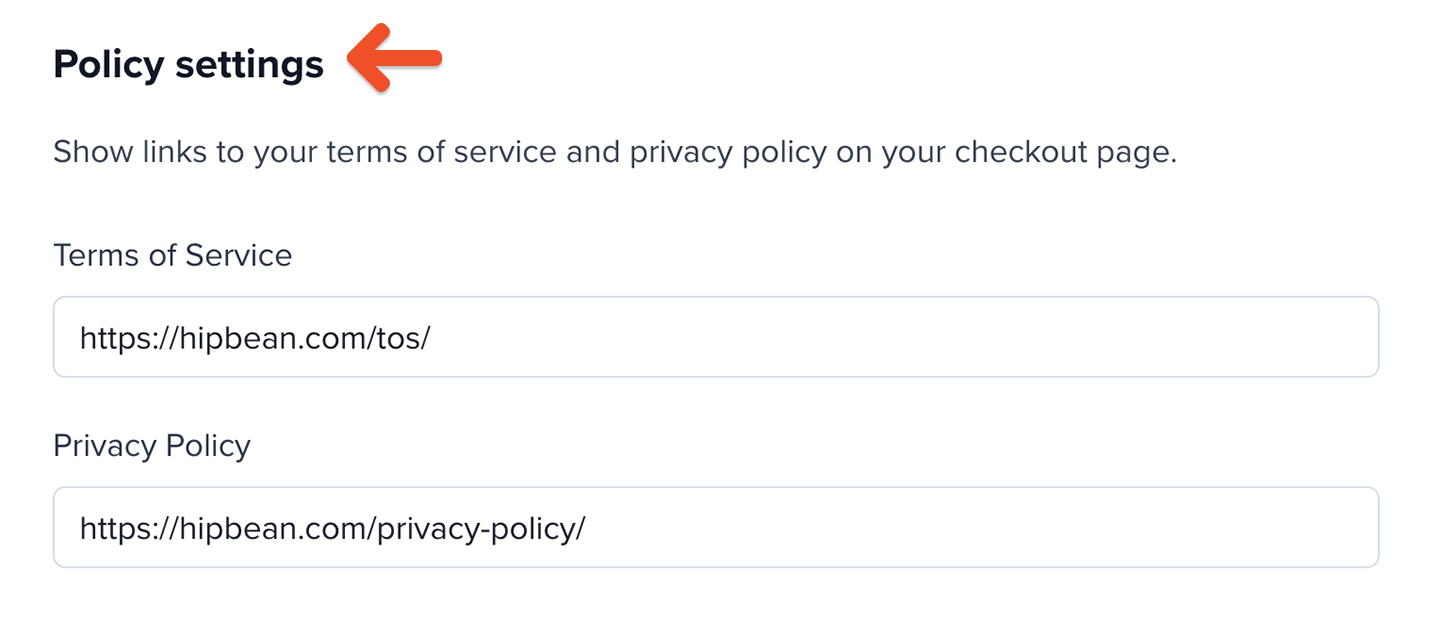 Display TOS and privacy policy