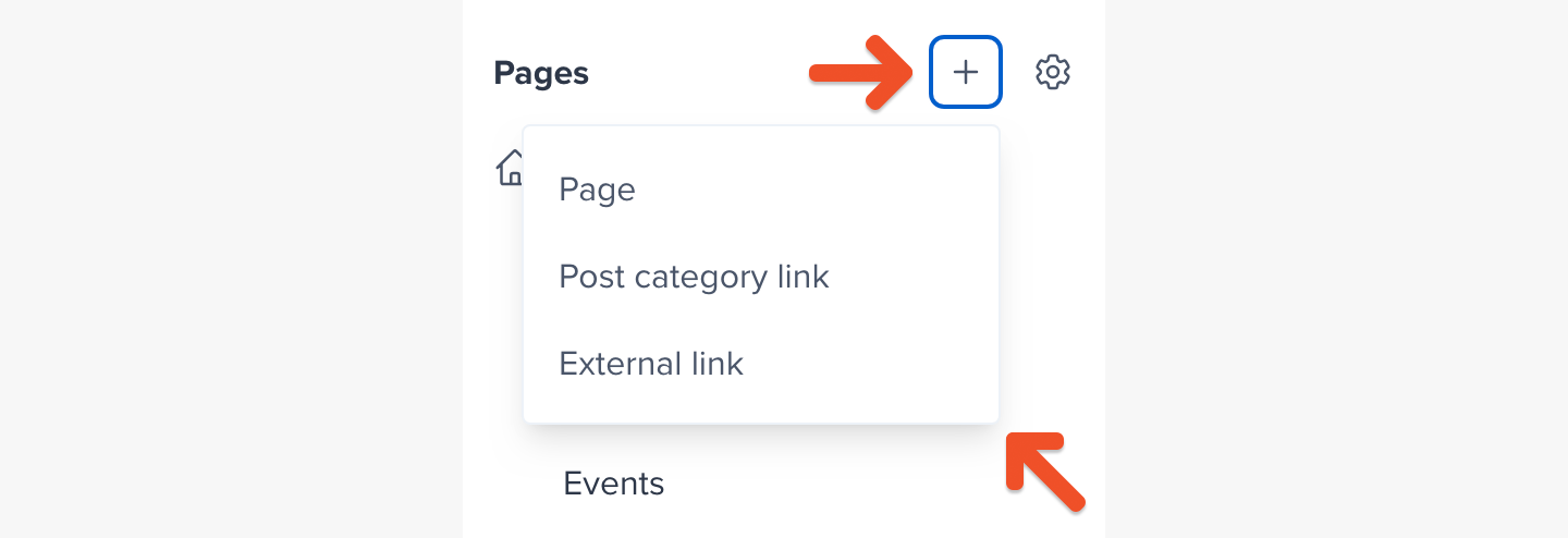 Create a page or external link