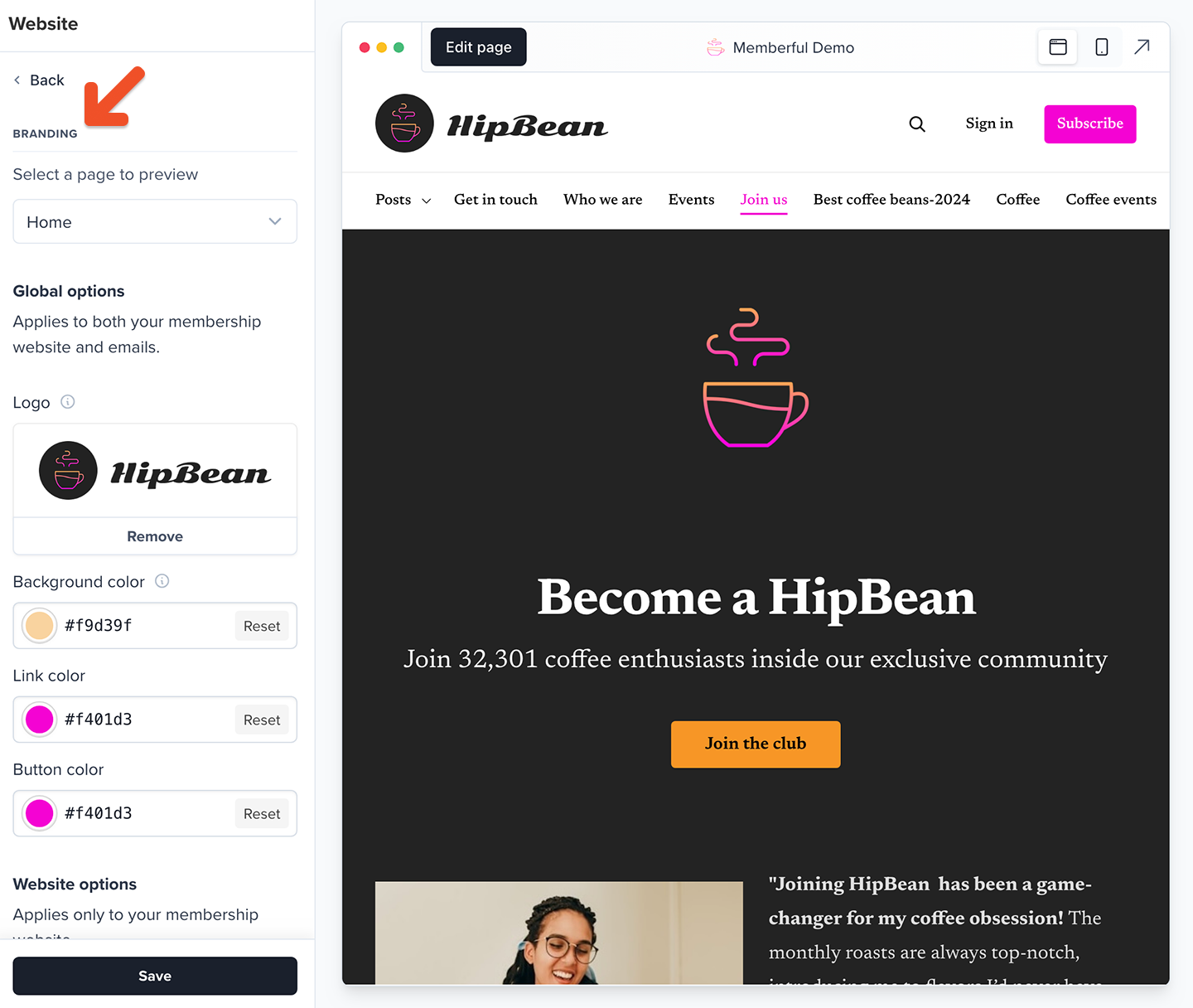 Customize branding