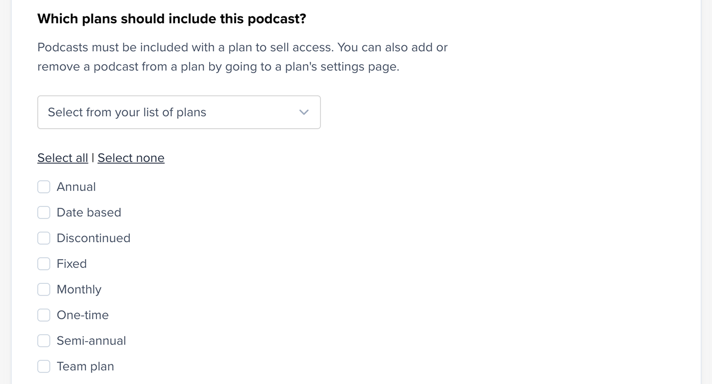 Add podcasts to plans