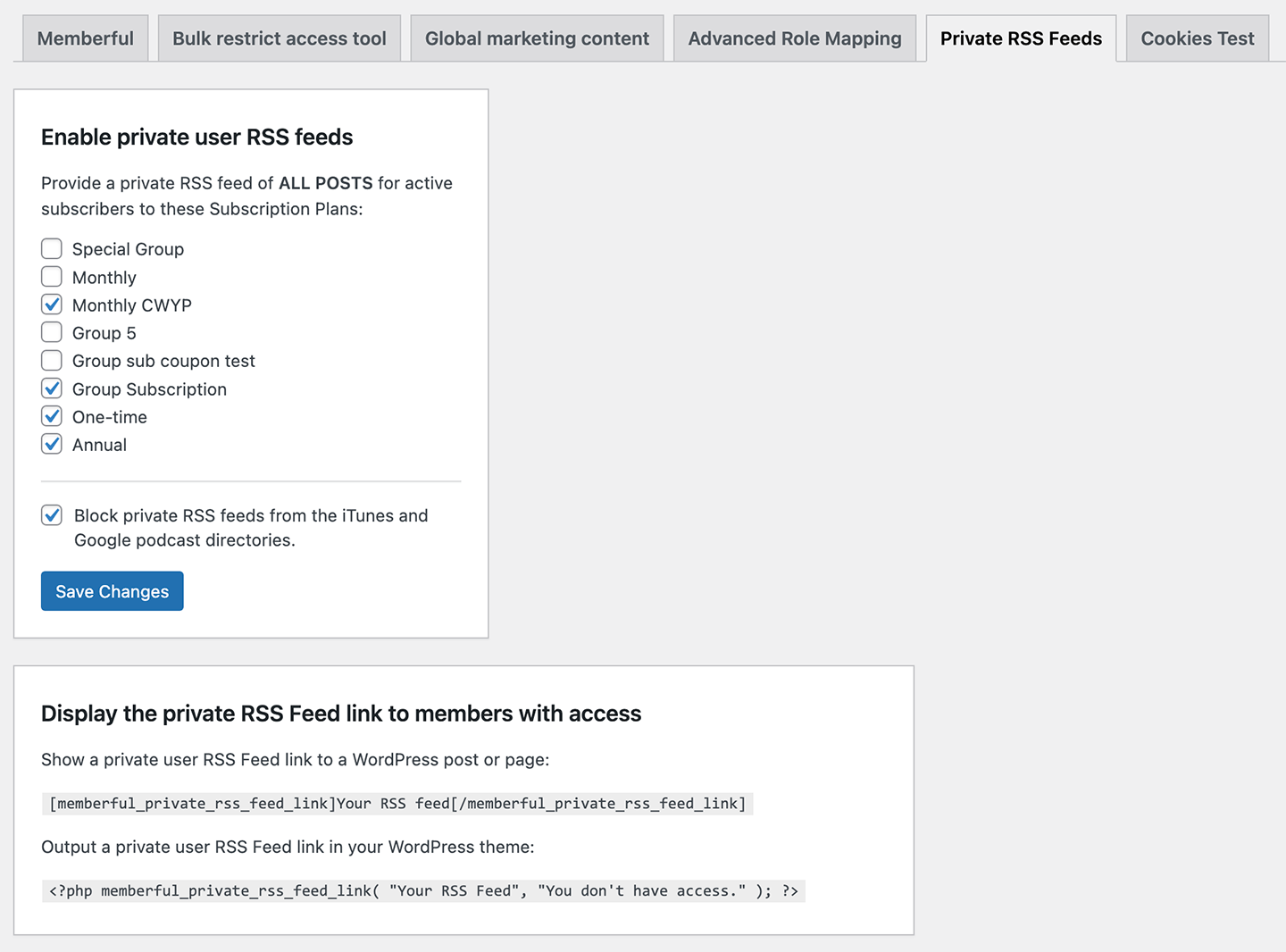 Private RSS Feeds