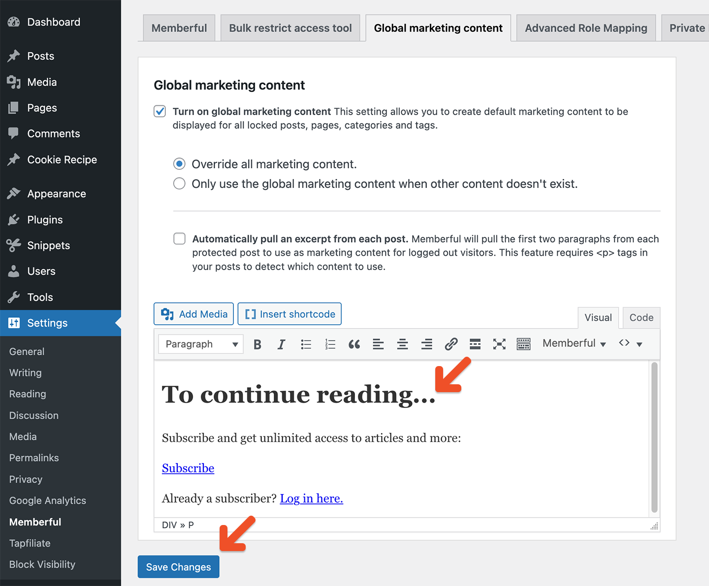 Save global marketing content